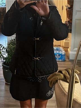 Jones New York Quilted Black Toggle Puffer Jacket